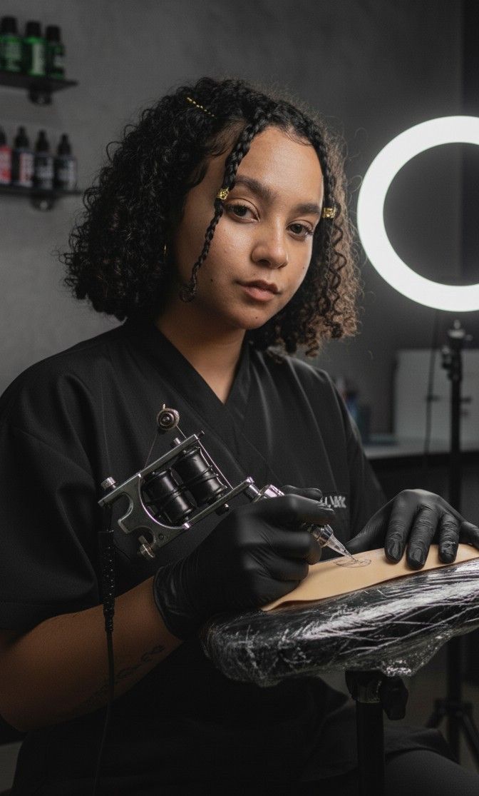 Foto de Danielle Silva, usando oculos, regata branca, cabelo curto